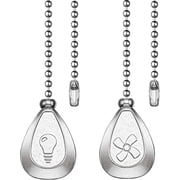 Sinvic 2Pcs 12 Inch Silvery Ceiling Fan Pull Chain Extension with Decorative Pendant for Fan and Light