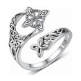 thumbnail image 1 of Silver Celtic Knot Open Ring for Women, Witches Knot Adjustable Finger Band, Irish Style Jewelry for Daily Wear, Gift or Promise Ring, 1 of 7
