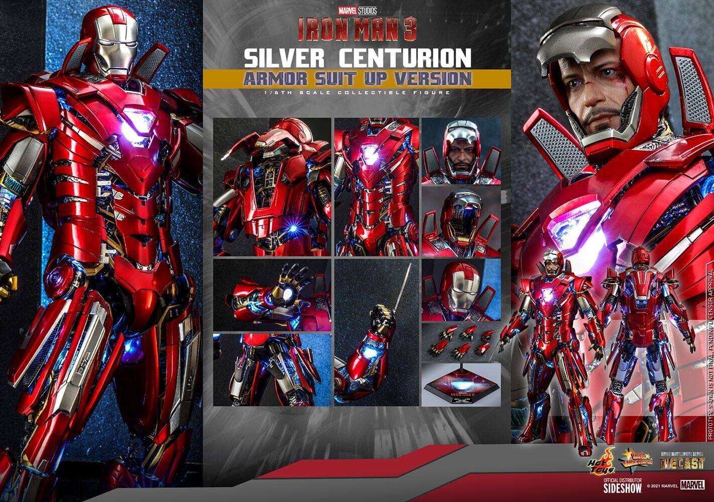 Iron Man 3 Silver Centurion Armor Suit Up Version 1:6 Scale Figure