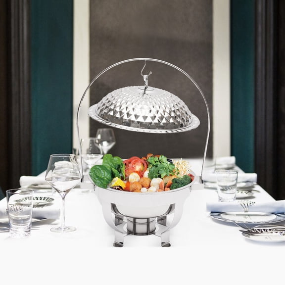 4.5L Round Chafing Dish Buffet Set for Wedding Parties Banquet, Stainless Steel