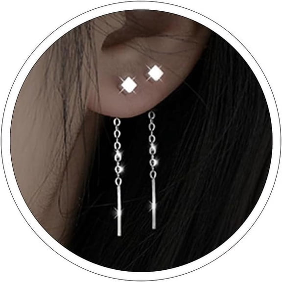 Silver Chain Earrings For Women Silver Threader Earrings Dainty Dangle Earrings For Women Hypoallergenic Thread Earrings For Women Korean Earrings[Z1]