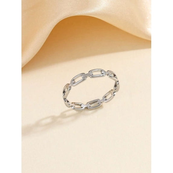 Silver Chain Link Minimalist Stackable Ring For Women