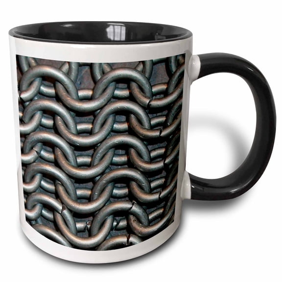 3drose, Silver Chain Links, 11oz Two-tone Black Mug