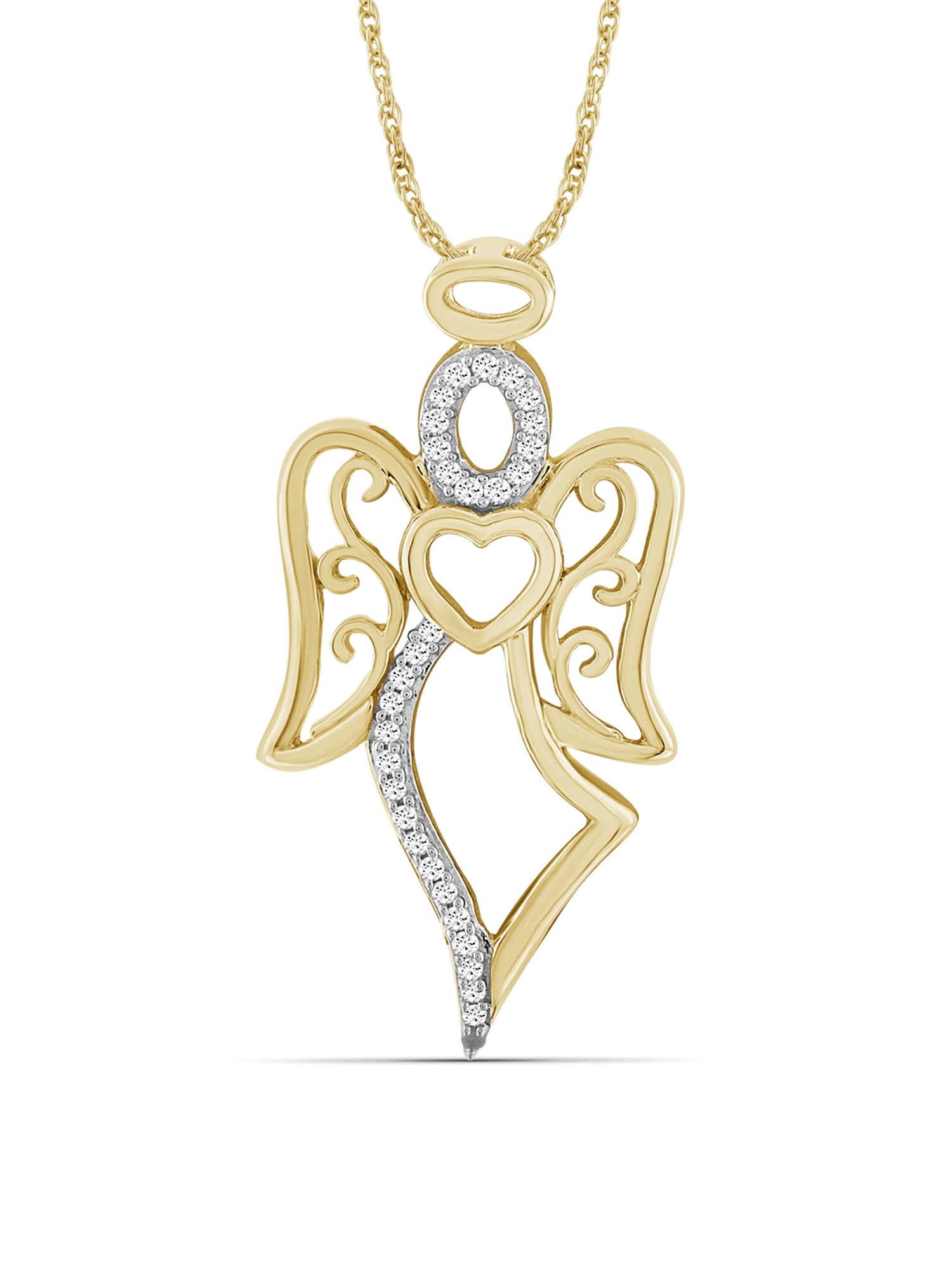 JewelersClub Chain Necklace for Women 14K Gold Plated Silver White Diamonds
