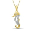 thumbnail image 1 of Silver Chain Necklace for Women – 14K Gold Plated Silver Seahorse Necklace with Sparkling Genuine Accent White Diamonds – Chic, Stunning Silver Statement Necklace Gifts by JewelersClub, 1 of 4