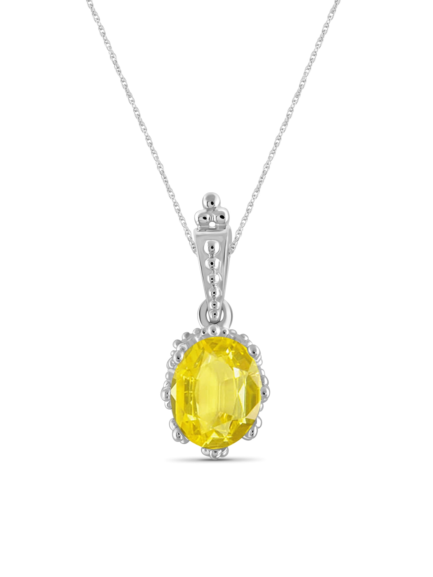 Silver Chain Necklace for Women – .925 Sterling Silver Necklace with Sparkling Genuine 2.00 CTW Yellow Sapphire – Chic, Stunning Silver Statement Necklace Gifts by JewelersClub