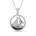 thumbnail image 1 of Silver Chain Necklace for Women – .925 Sterling Silver SailBoat Necklace with Sparkling Genuine 0.25 CTW Blue & White Diamonds – Chic, Sterling Silver Statement Necklace Gifts by JewelersClub, 1 of 5
