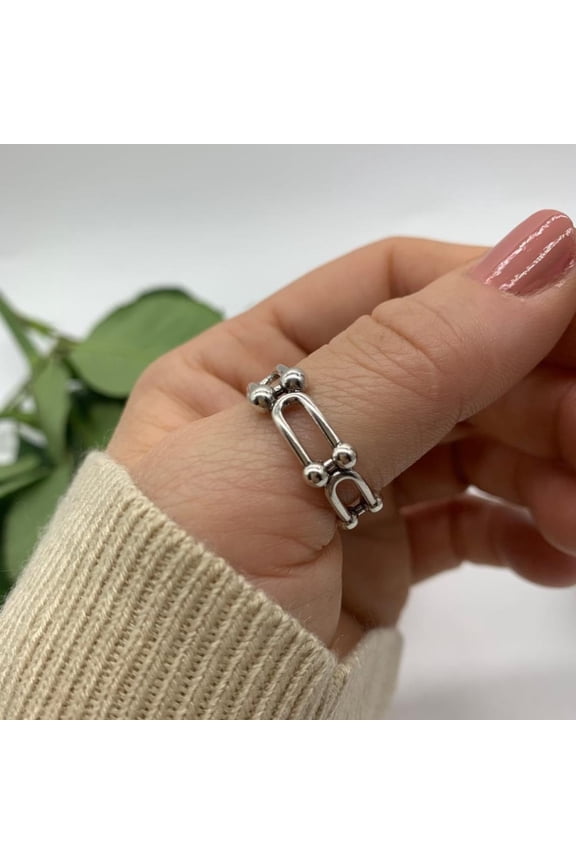 Silver Chain Ring-Mothers Day Gift For Her-Mothers day Dot Chunky Silver Ring