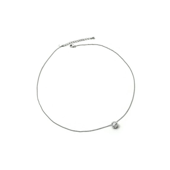 Silver Chain with a Crystal Stone 7mm Circle Necklace
