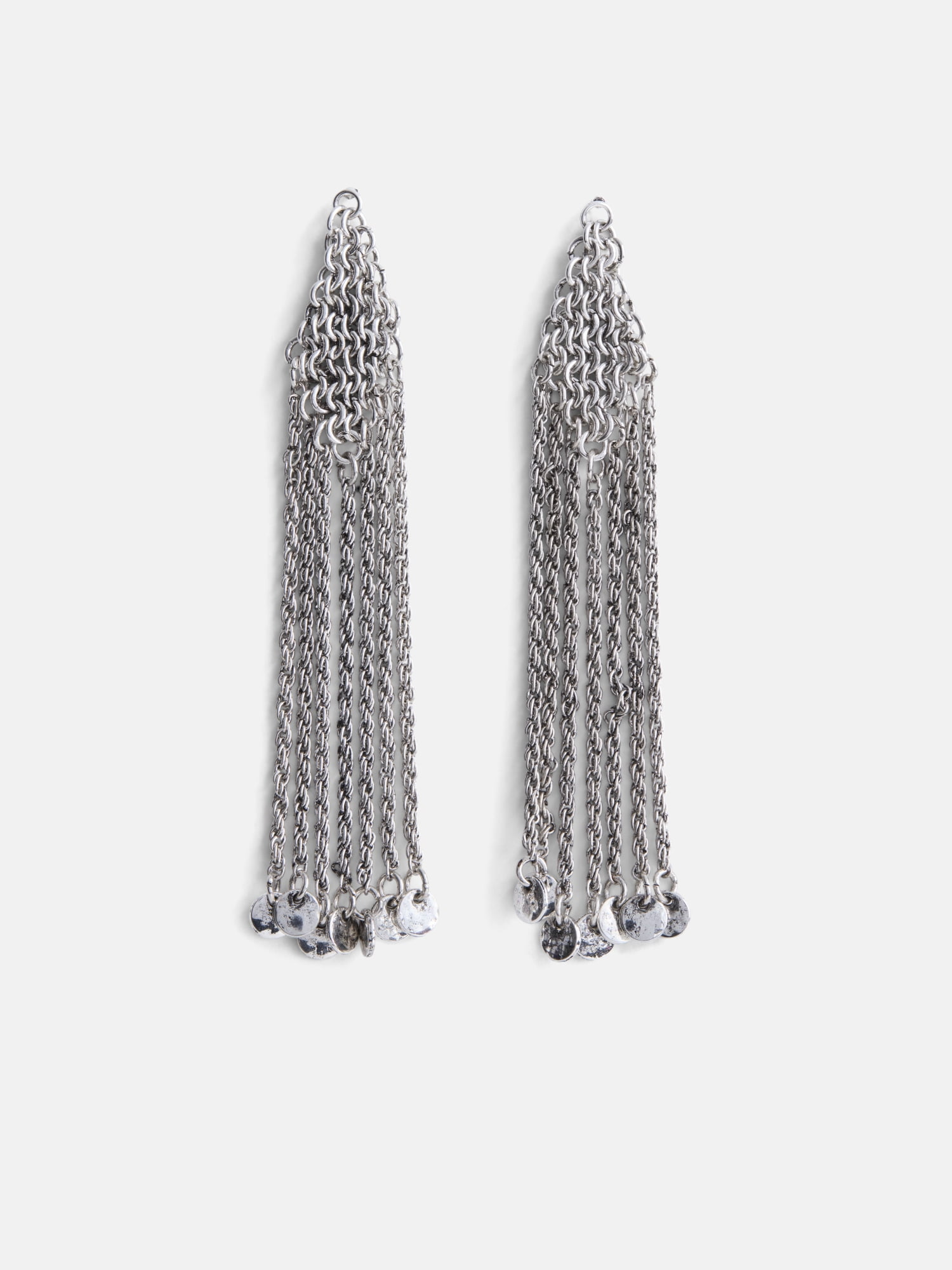 Scoop Chainmail Fringe Earrings, Silver-Tone