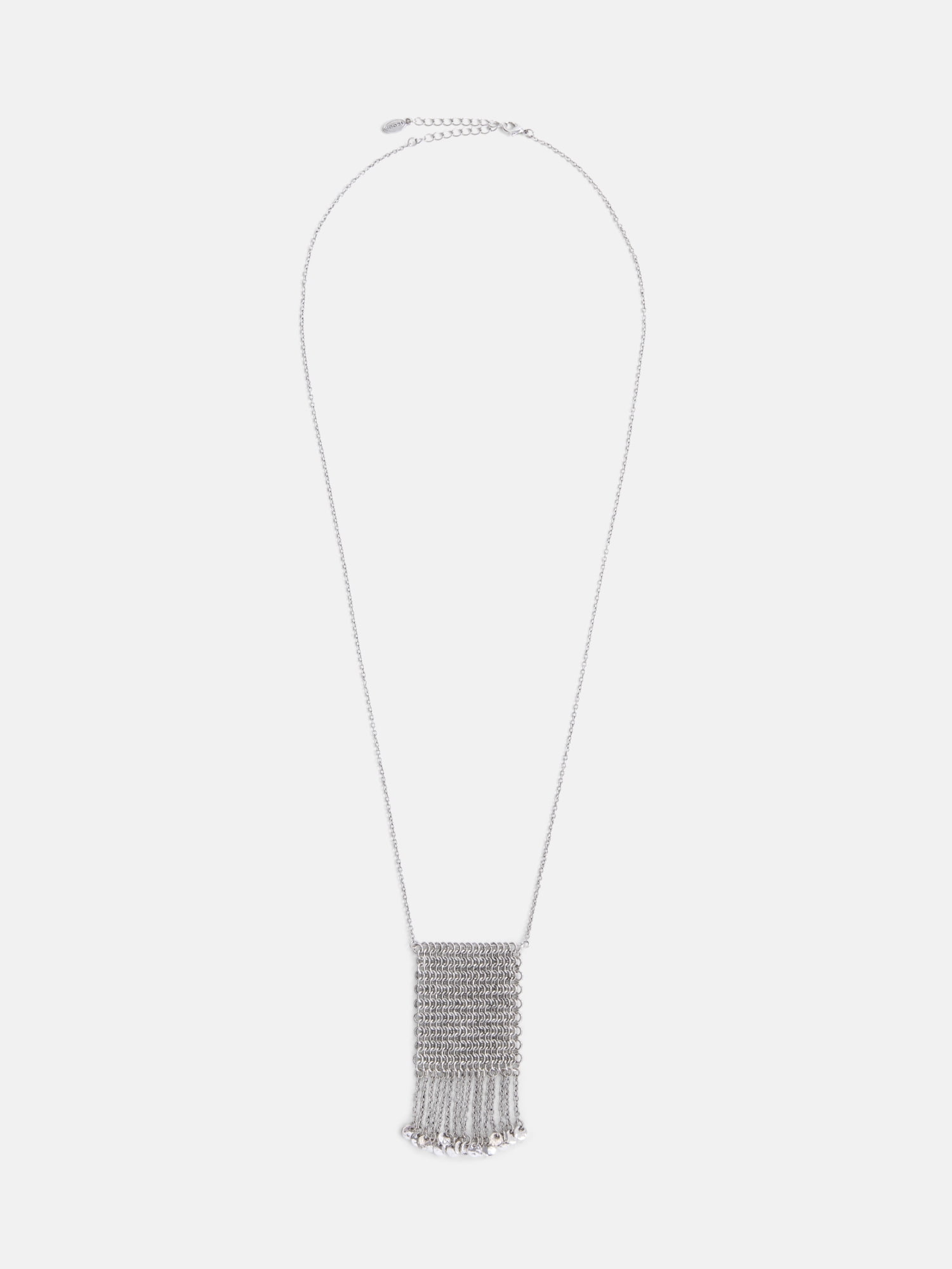 Scoop Chainmail Long Necklace, Silver-Tone