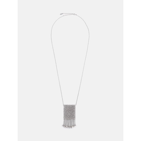 Scoop Chainmail Long Necklace, Silver-Tone