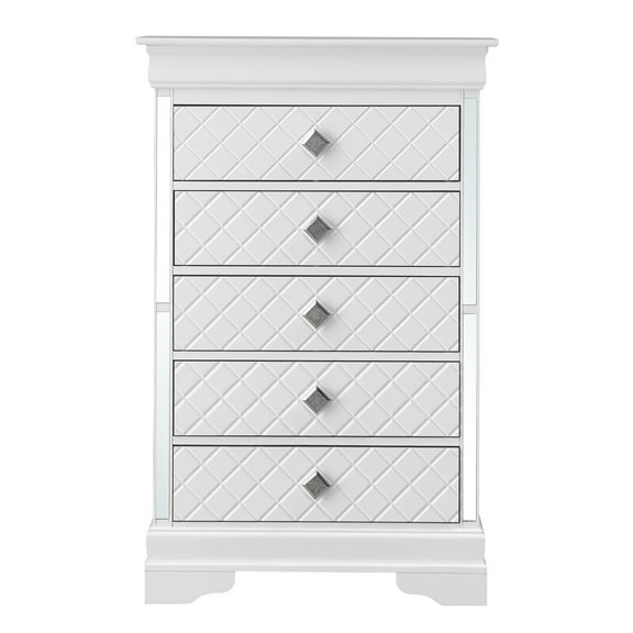 Silver Champagne Bedroom With Space And Style G6790 - Faux Crystal Accents, Panels, Spacious Stylish Buffet Decorative Elements, Dovetailed Drawers, Construction