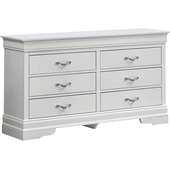 Silver Champagne Glory Furniture G6590-d Dresser - Updated Traditional With Drawer Pulls & Decorative Crystals Textured For Style Fully Assembled Factory 59in Depth X 16in Width 33in Height 96lb