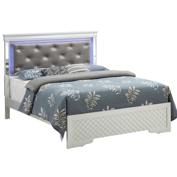 Silver Champagne King Bed - Elegant Transitional Design, For Any Mattress Option, With Under Storage Facility In Glittering Strong Frame Works All Options, Present