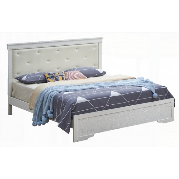 King Size Metal Platform Bed Frame with Elegant Silver Champagne Finish for Bedroom