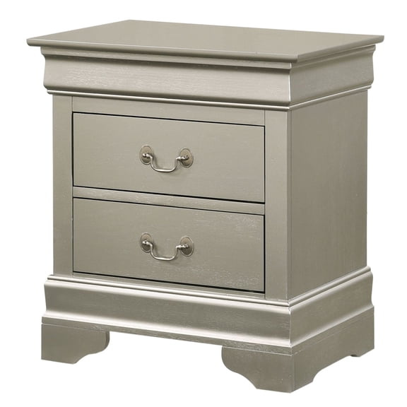 Silver Champagne Nightstand - 24 Inch Bedroom Side Table - No Assembly - Traditional Style - Easy Clean Surface - Compact Design
