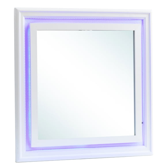 Silver Champagne "" Textured Mirror - Led Accent, 37.26x2.05x37.26 In, 23.76 Lb, No Supports Supplied Finish, 38x2x38, 24lb, Wood Veneer Frame