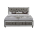 thumbnail image 1 of Silver Champagne Tone Full Bed  Padded Headboard  Padded Footboard  Mirror Trim Accents, 1 of 2