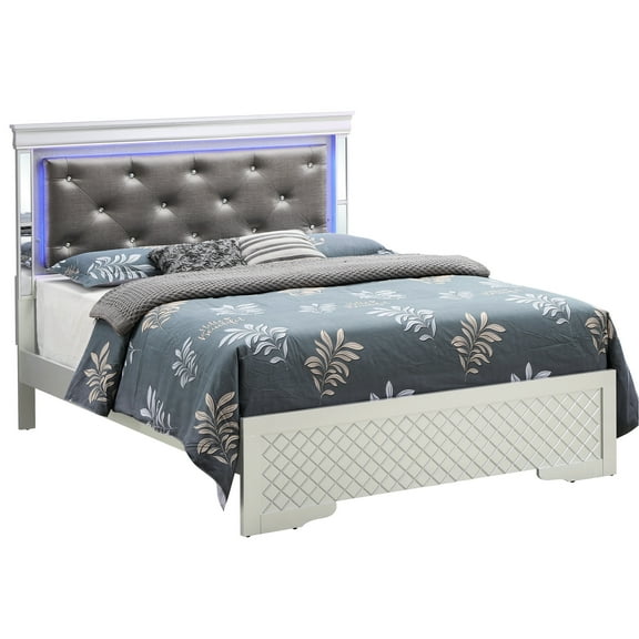 Silver Champagne Transitional Full Bed - Build For Durability, 53"h X 57"w 80"d, Assembly Custom Settings And , Personalized Options