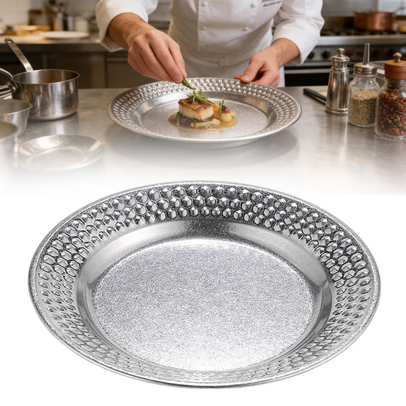 Silver Charger Plates,8.26 Inch Chargers for Dinner Plates,Round Charger Plates with Hammered Rim,Stainless Steel Charger Plate for Wedding Dinner Party Event Decoration