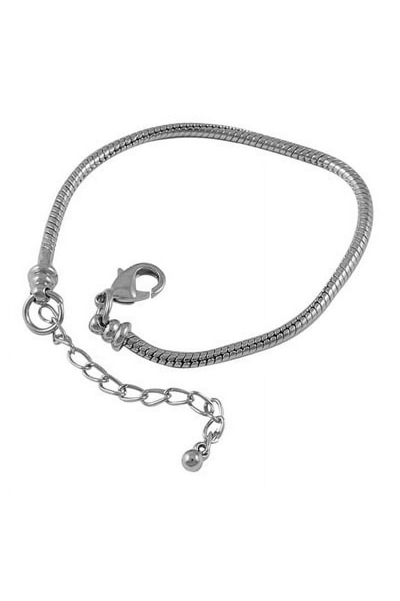 Silver Charm Bracelet For Euro Style Large Hole Beads 3mm 7.5 Inch