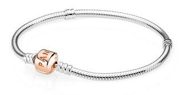 Silver Charm Bracelet with Rose Clasp - 580702-16