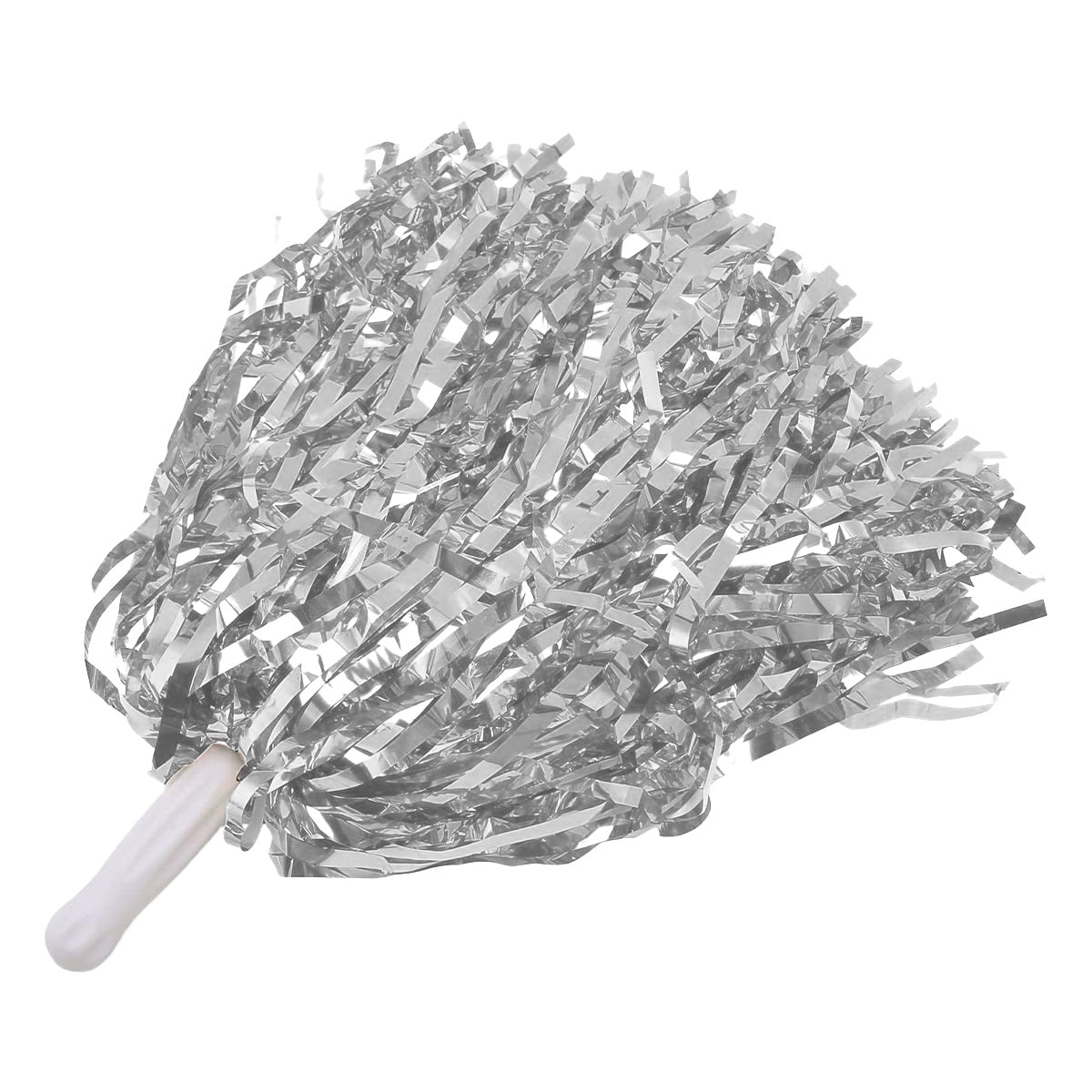 Silver Cheerleading pom poms with Straight Handle for kindergarten and