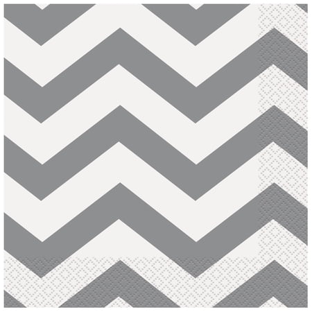 Silver Chevron Party Napkins, 16ct