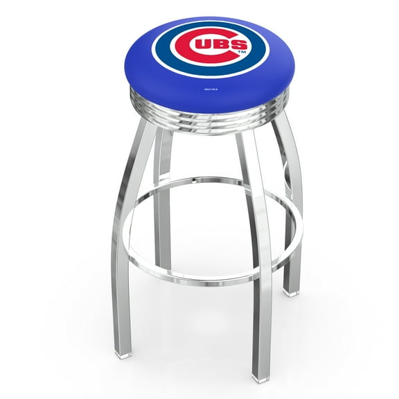 Silver Chicago Cubs 25" Chrome Ringed Swivel Counter Stool
