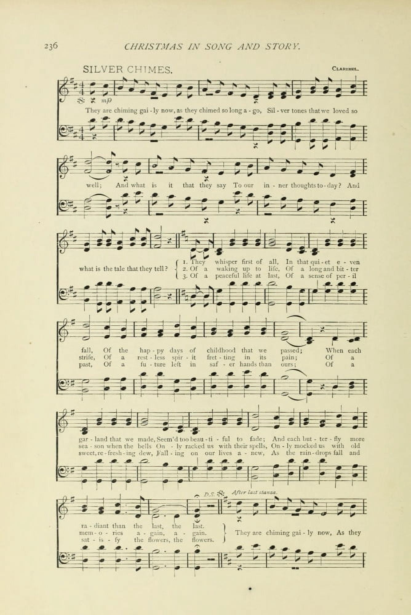 Silver Chimes 1 Christmas in Song 1891 Canvas Art - (24 x 36)