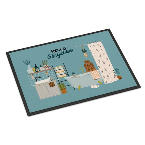 Silver Chocolate Shih Tzu in Bathtub Door Mat