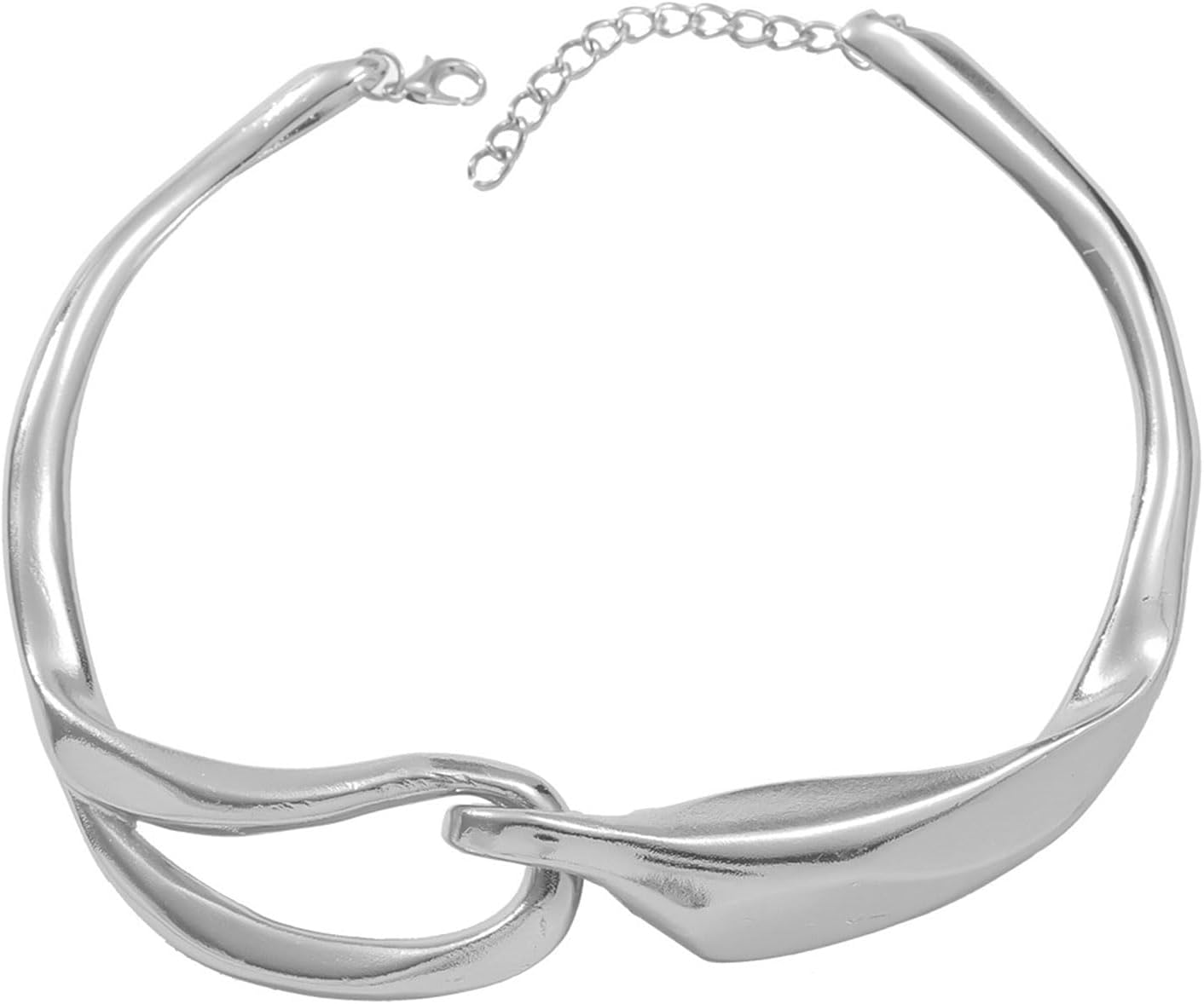 Chunky Striped Snake Collar Necklace For Women - Heavy Metal Torque, Adjustable, Statement Piece