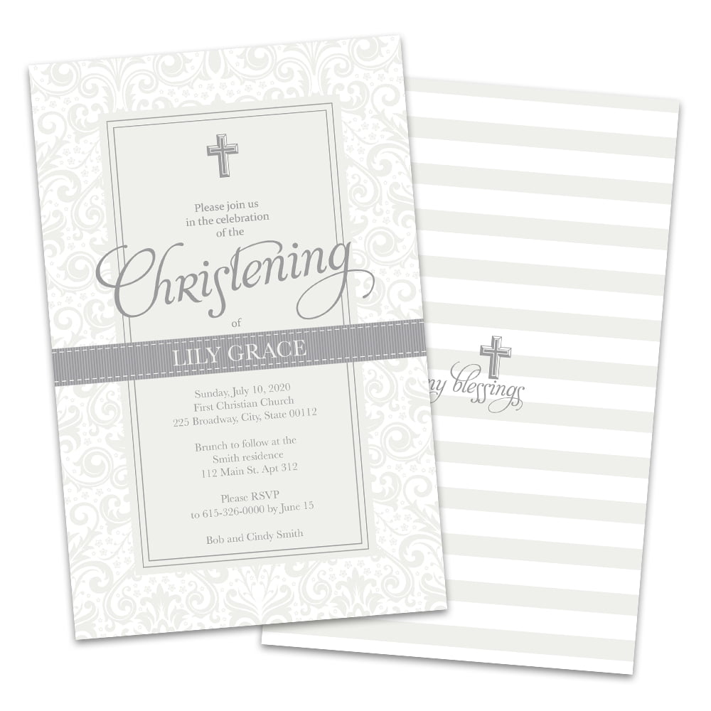 Silver Christening Invitation