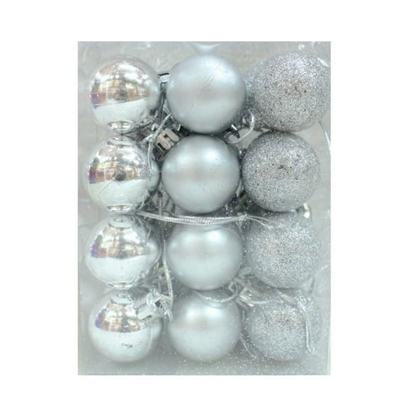 Silver Christmas Ball Ornaments for Christmas Decorations - 24 Pieces Xmas Tree Shatterproof Ornaments with Hanging Loop for Holiday and Party Decoration