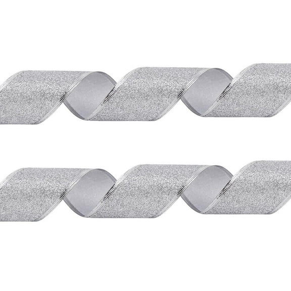 Silver Christmas Decorative Ribbon With Gold Glitter Webbing For Tree And Gift Wrapping Festive Holiday Party Decorations For Christmas Tree Ornaments 1Pc Size 78.74X1.97 Inches Wide Weigh