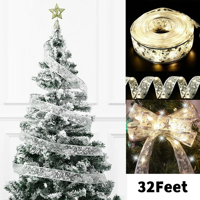 Silver christmas tree ribbon discount