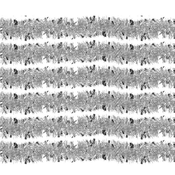 Silver Christmas Tinsel Garland,70.8Inch Metallic Garland Decoration,Sparkly Glitter Garlands for New Year Christmas Thanksgiving Birthday Party Wedding 6Pack