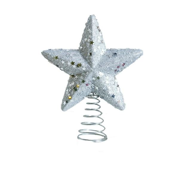 Silver Christmas Tree Topper Star Decoration 18x15x4cm Plastic Tree Top for Holiday Home, Festive Silver Color Ornament for Christmas Tree Party