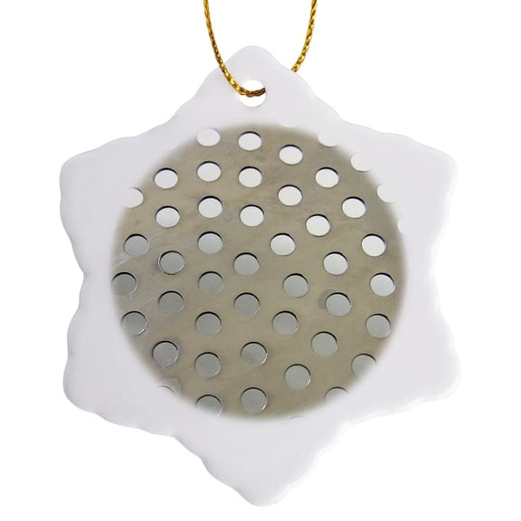 3drose, Silver Chrome and Circles, 3 inch Snowflake Porcelain Ornament