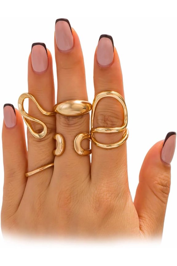 Silver Chunky Stack Knuckle Rings for Women,Y2k Irregular Open Finger Rings Pack,Fashion Simple Gold Statement Ring Punk Jewelry Accessories