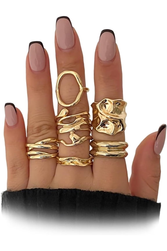 Silver Chunky Stack Knuckle Rings for Women,Y2k Irregular Open Finger Rings Pack,Fashion Simple Gold Statement Ring Punk Jewelry Accessories
