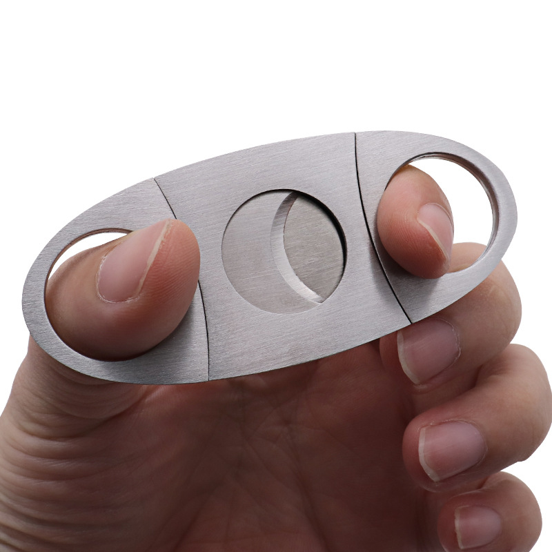 Silver Cigar Cutter Stainless Steel Guillotine Double Cut Blade