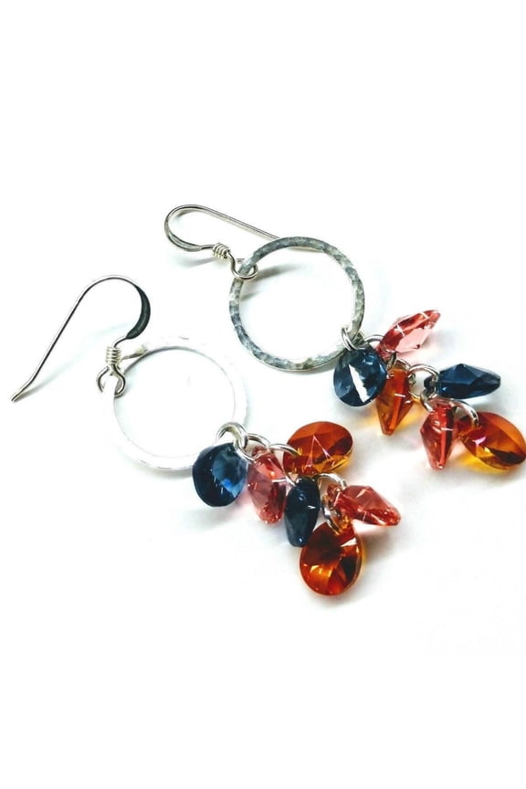 Silver Circle Multi Color Crystal