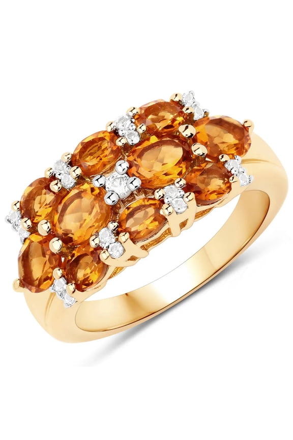 Silver Citrine Cluster Ring