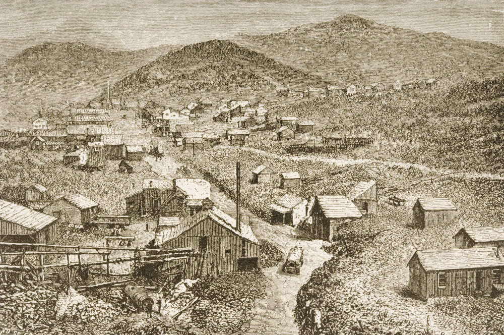 Silver City Nevada In 1870S From American Pictures Drawn With Pen And Pencil By Rev Samuel Manning Circa 1880 Canvas Art - Ken Welsh Design Pics (17 x 11)