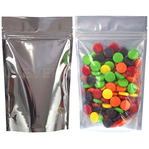 Mylar Bags with Ziplock 3.3 x 5.5”, 100 Bags, Sealable Heat Seal Bags for  Candy and Food Packaging, Medications and Vitamins