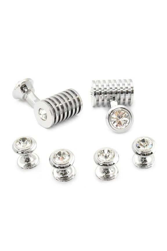 Silver Clear Swarovski Barrel Formal Set