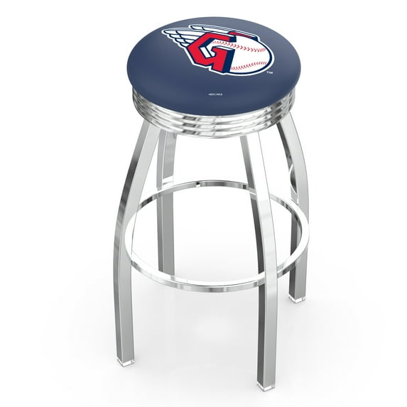 Silver Cleveland Guardians 25" Chrome Ringed Swivel Counter Stool
