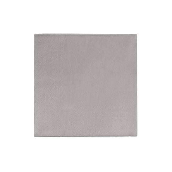 Silver Cocktail Napkins | Silver Drink Napkins | Silver Beverage Napkins - 5in. x 5in. Folded - 2-Ply - 20 Pieces/Pkg. (fdp95021)